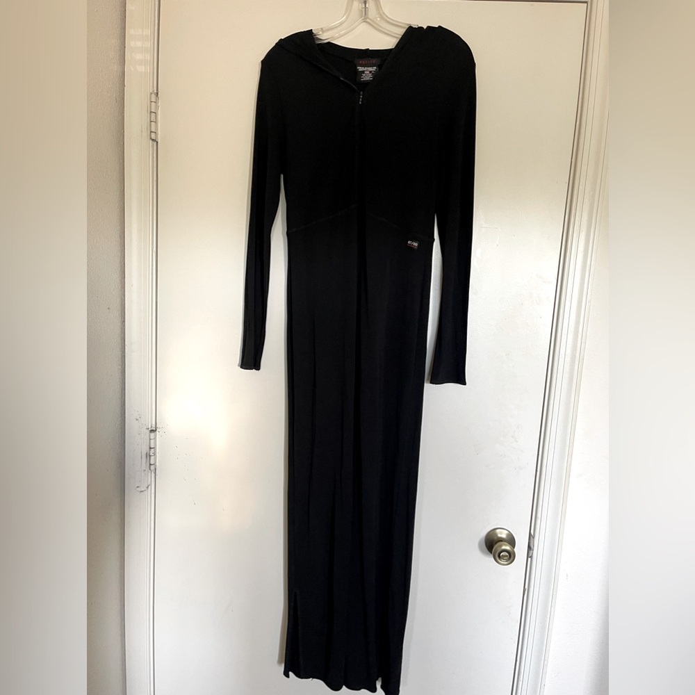 Vintage Polo Jeans Black Hooded Maxi Dress, Sz. PL